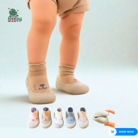 Soft Cotton Baby Sock Shoes – Non-Slip Rubber Sole | 0-4 Years